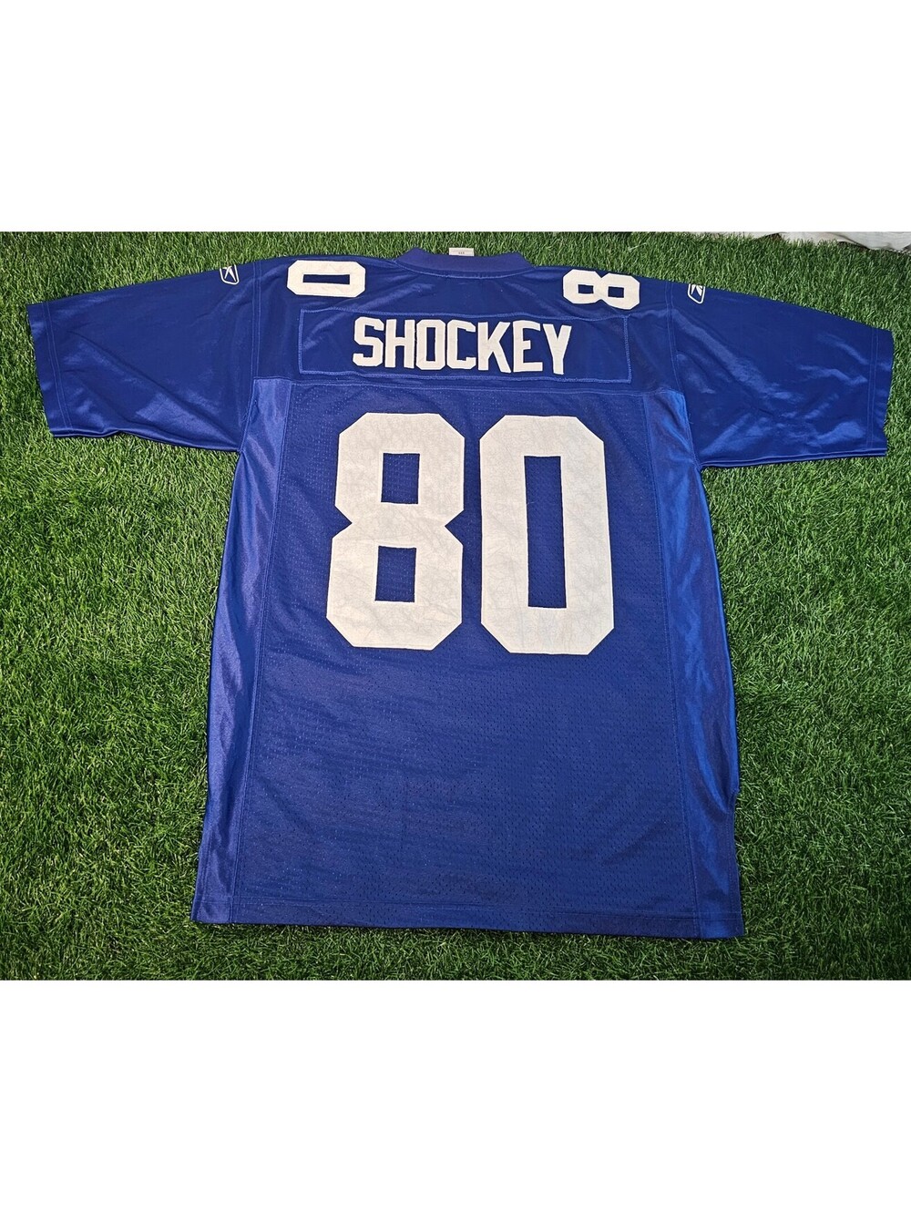 Authentic NFL New York Giants #80 Shockey Blue Football Jersey Medium